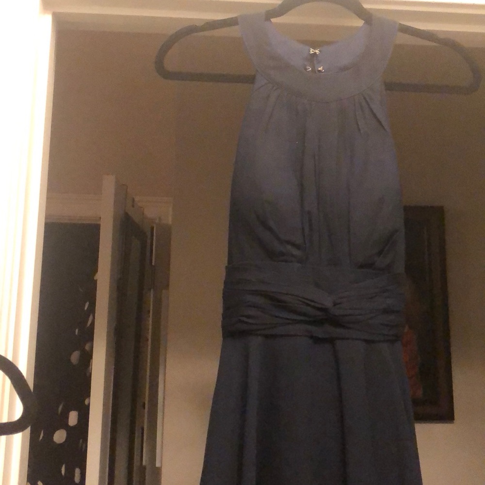 Dark navy blue dress.